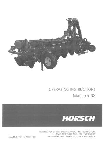 Horsch Seed Drill Maestro 8RX 9RX 12RX Operators Manual