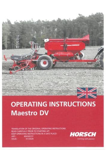 Horsch Seed Drill Maestro DV Operators Manual