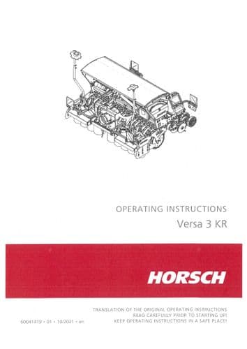 Horsch Seed Drill Versa 3KR Operators Manual