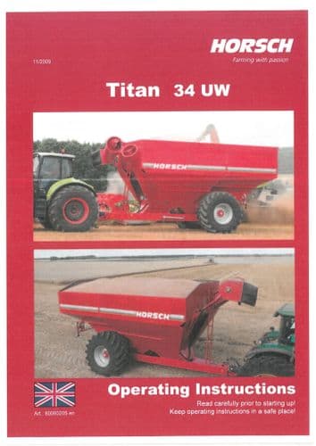 Horsch Seed Wagon Titan 34UW Operators Manual