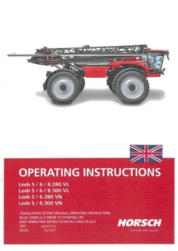 Horsch Self Propelled Sprayer Leeb 5VL 6VL 8.280VL 8.300VL 5VN 6.280VN 6.300VN Operators Manual