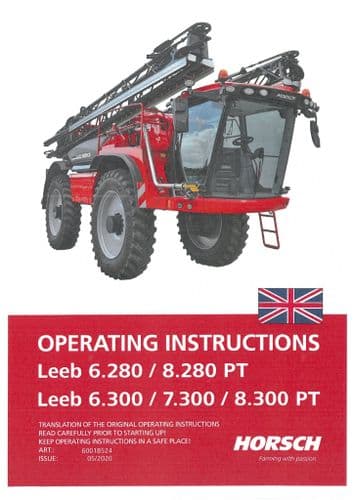 Horsch Self Propelled Sprayer Leeb 6.280PT 8.280PT 6.300PT 7.300PT 8.300PT Operators Manual
