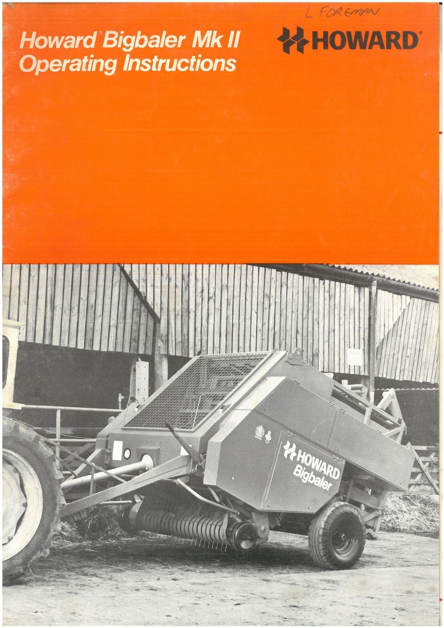 Howard Bigbaler MKII / MK2 Operators Manual - Big Baler