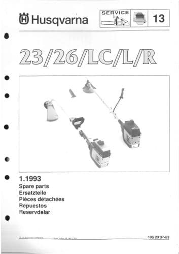 Husqvarna Brush Cutter/Strimmer  23/26 LC, L, R Parts Manual