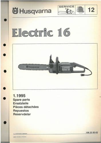 Husqvarna Chainsaw Electric 16 Parts Manual