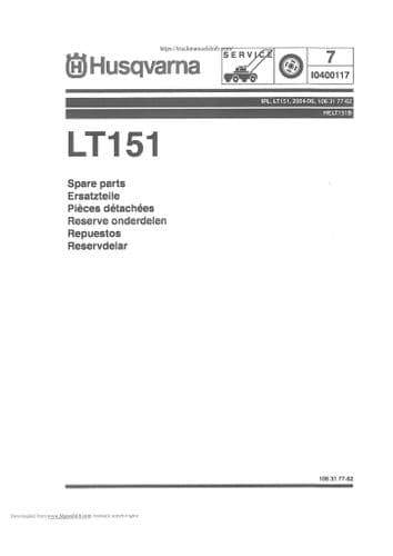 Husqvarna Ride on Garden Tractor LT151 Parts Manual and Wiring Diagrams