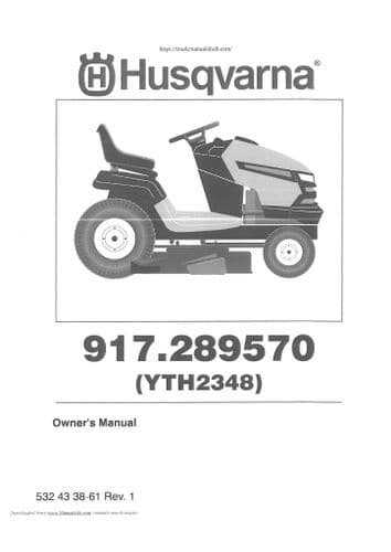 Husqvarna Ride on Garden Tractor YTH2348 Operators Manual