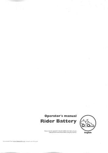 Husqvarna Ride on Mower Rider Battery Operators Manual