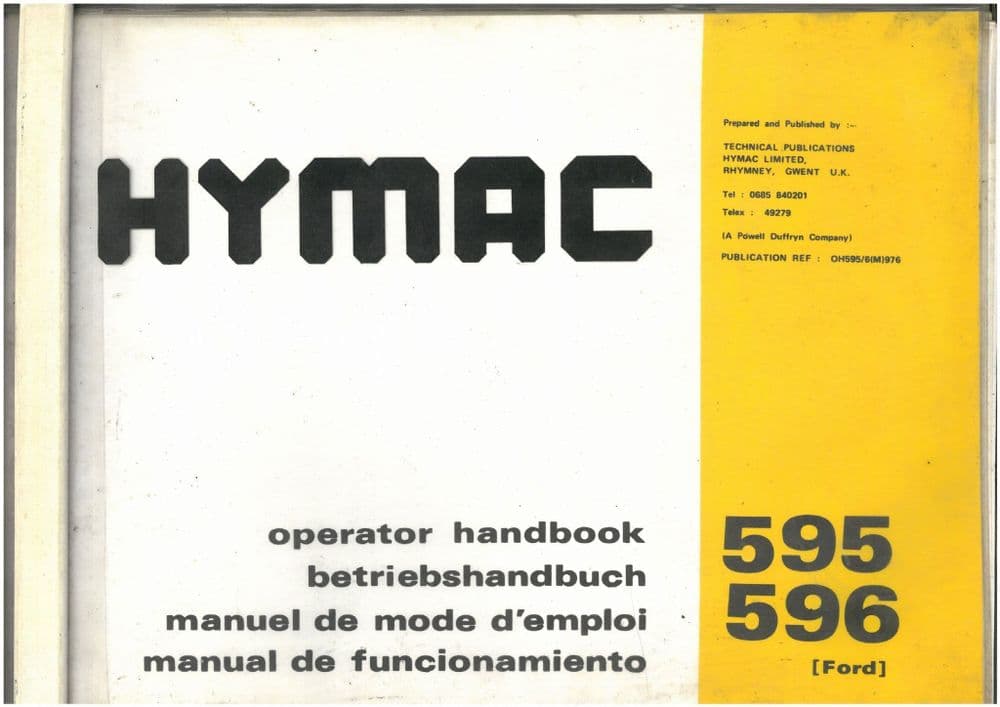 Hymac Excavator 596 and Materials Handler 595 Operators Manual