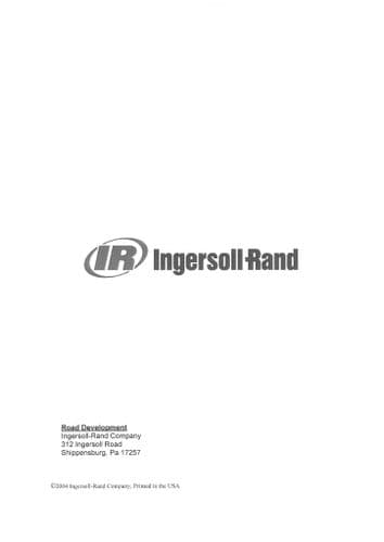 Ingersol Rand Roller Compactor SD100D Parts Manual