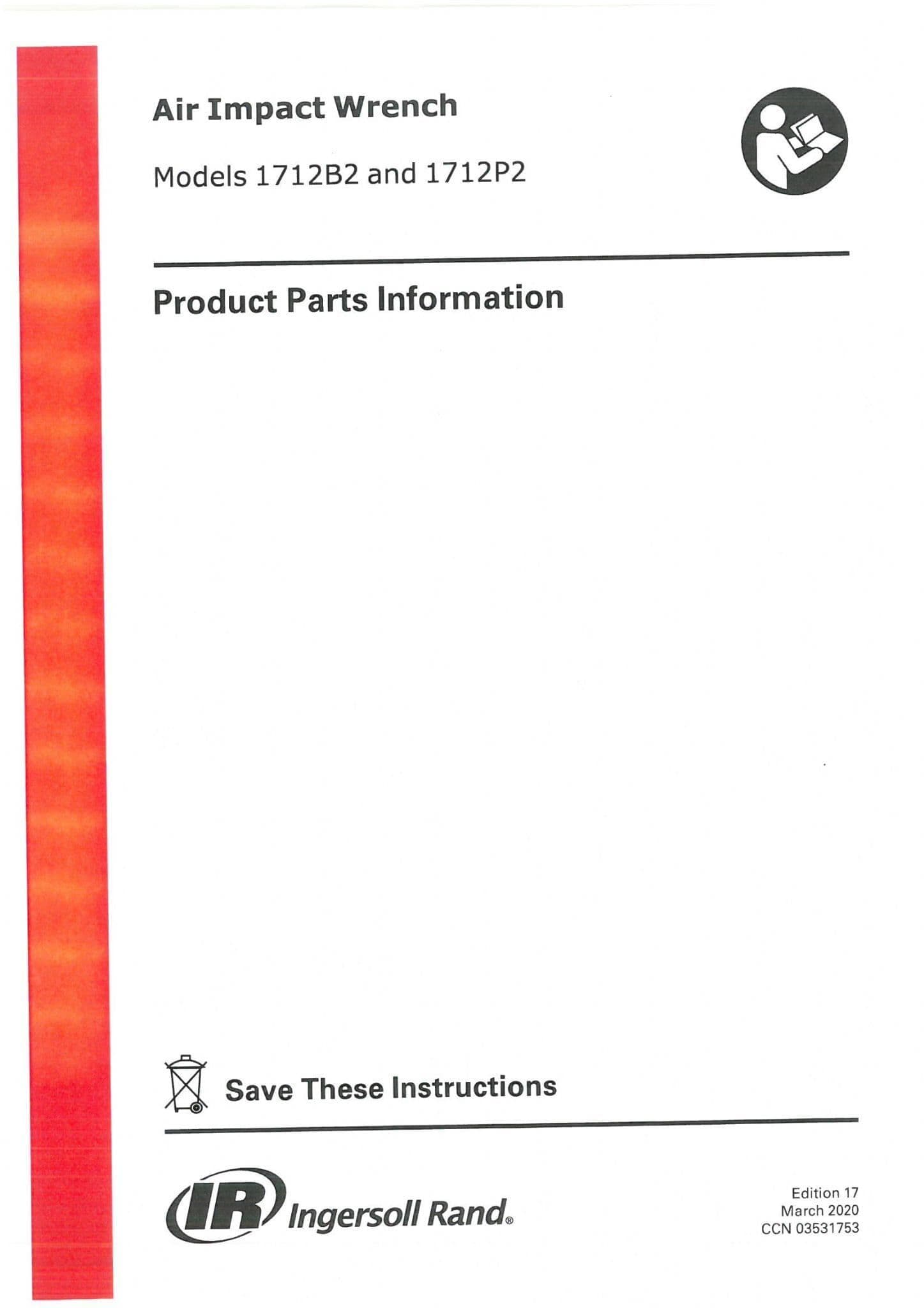 Ingersoll Rand Air Impact Wrench 1712B & 1712P2 Parts Manual