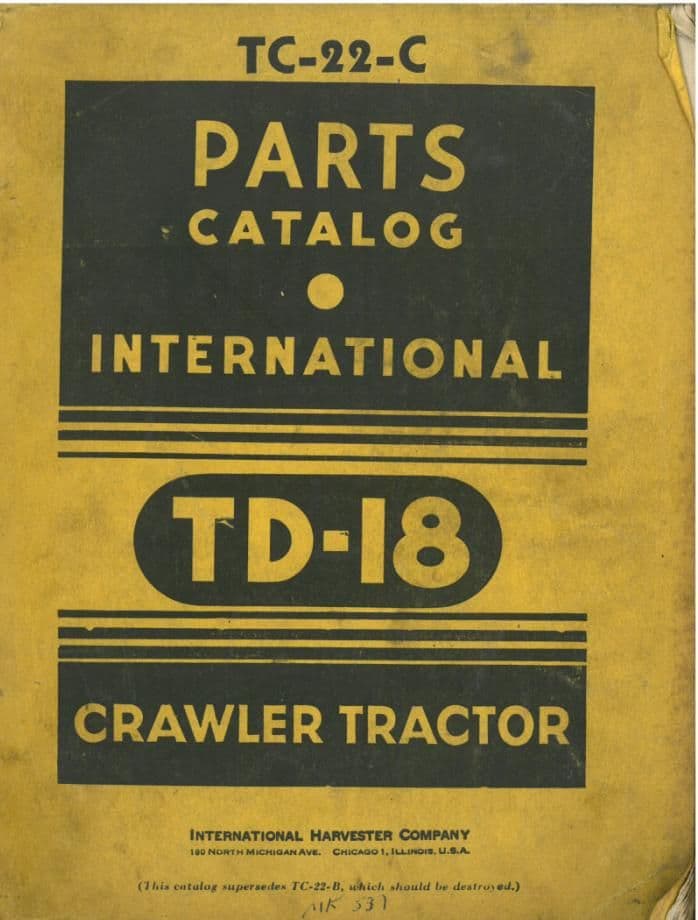 International Crawler Tractor TD18 Parts Manual