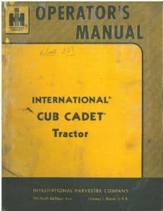 International McCormick Farmall Cub Cadet Tractor Operators Manual