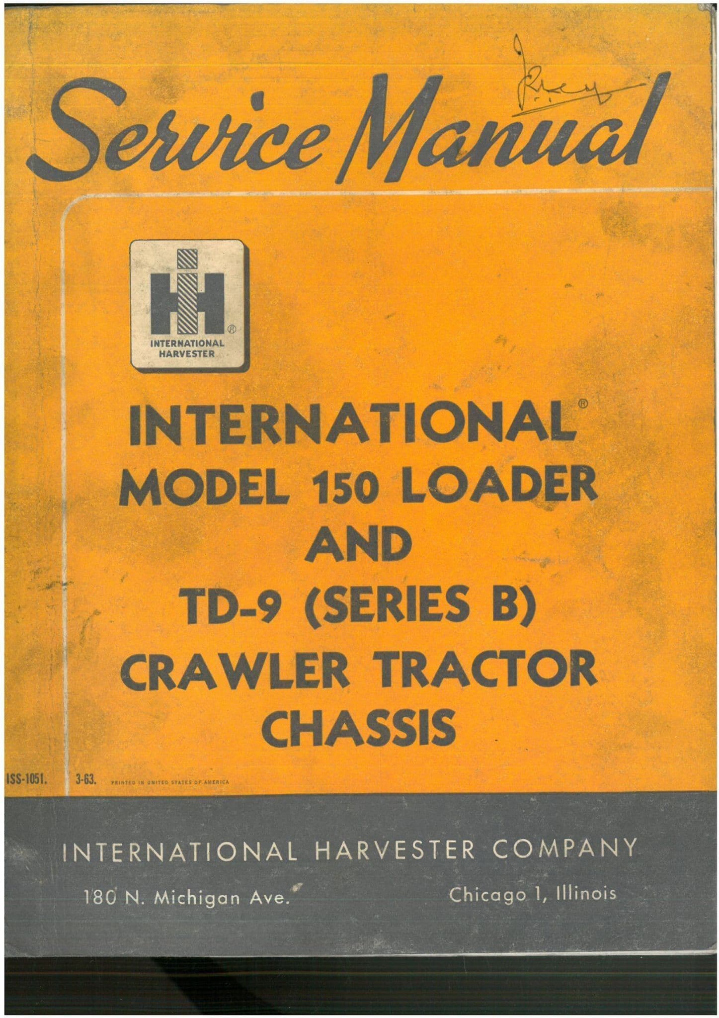 International Model 150 Loader and TD-9 Series B Crawler Tractor Chassis Service Manual