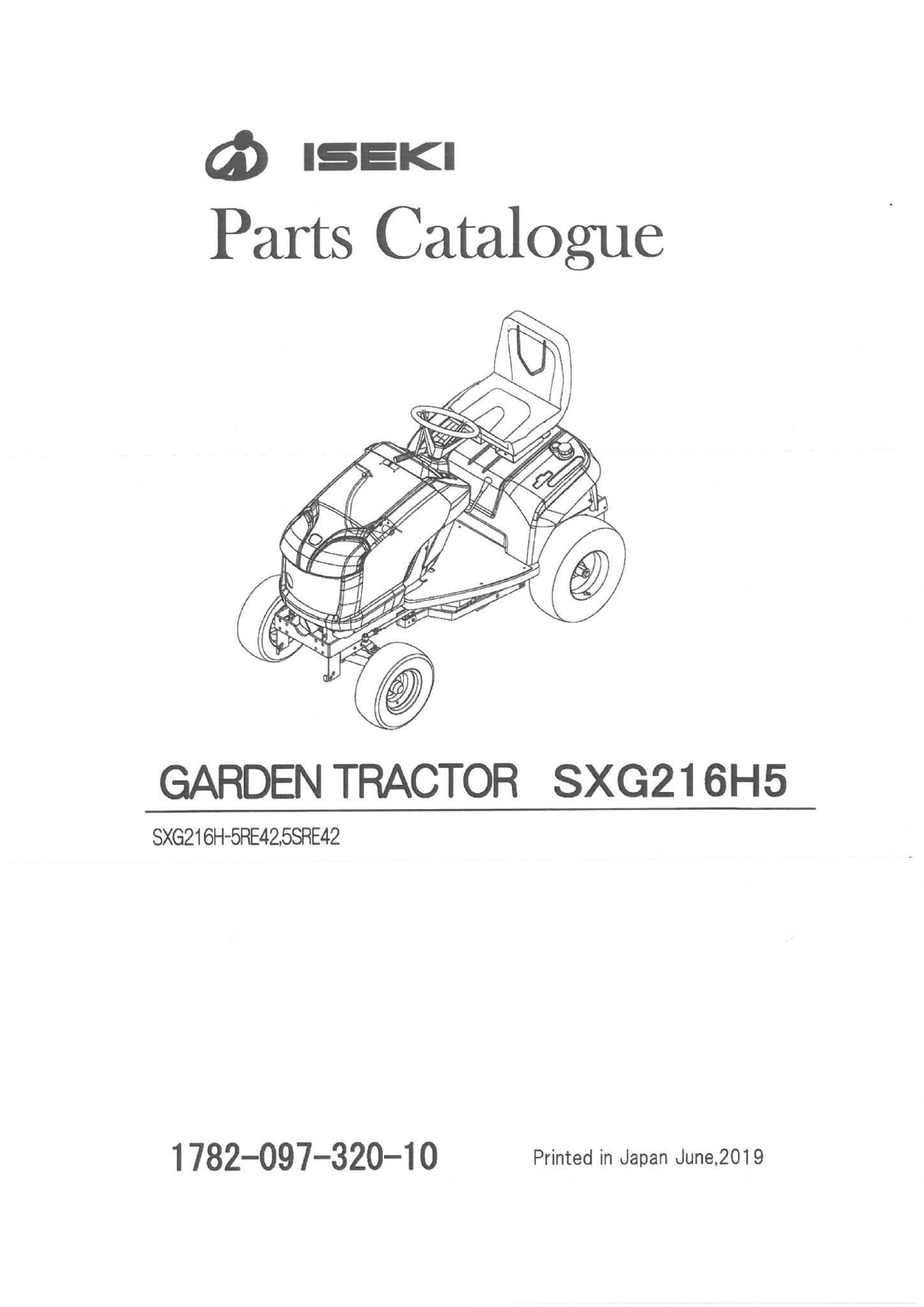 Iseki Garden Tractor SXG216H5 Parts Manual