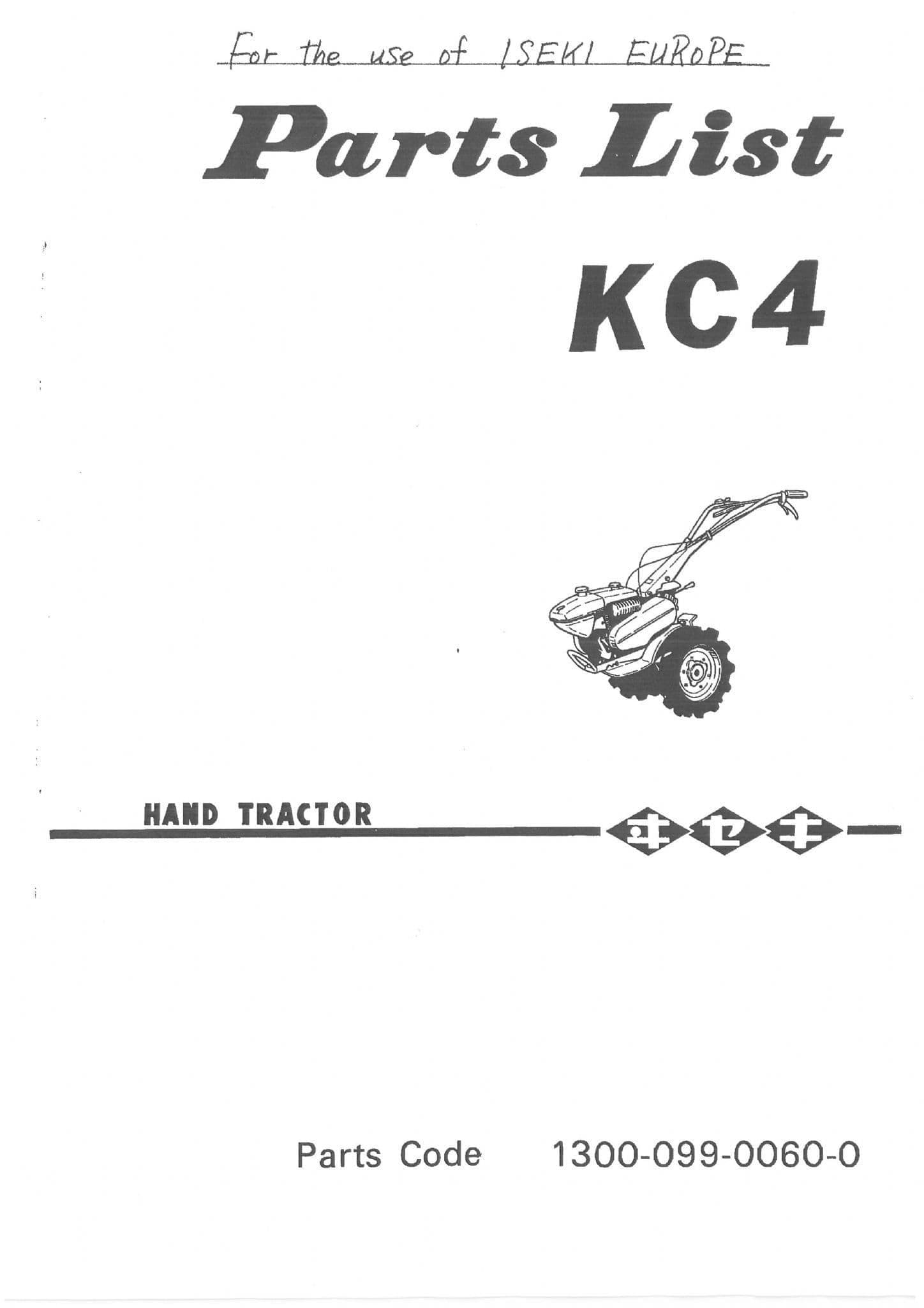 Iseki Hand Tractor KC4 Parts Manual