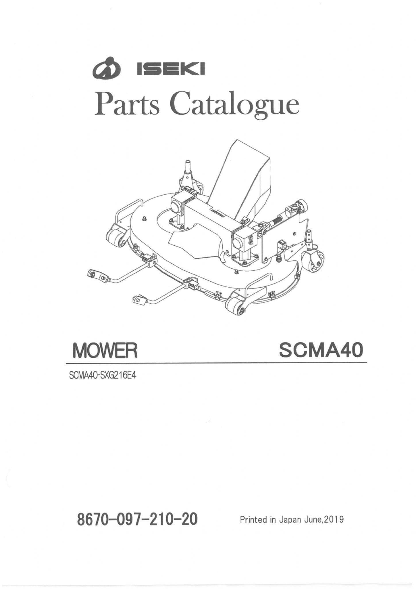 Iseki Mower Deck SCMA40 Parts Manual