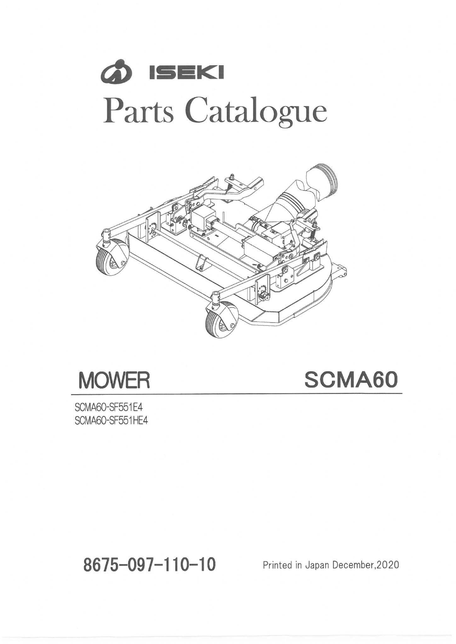 Iseki Mower Deck SCMA60 Parts Manual