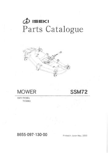 Iseki Mower SSM72 Parts Manual - SSM 72