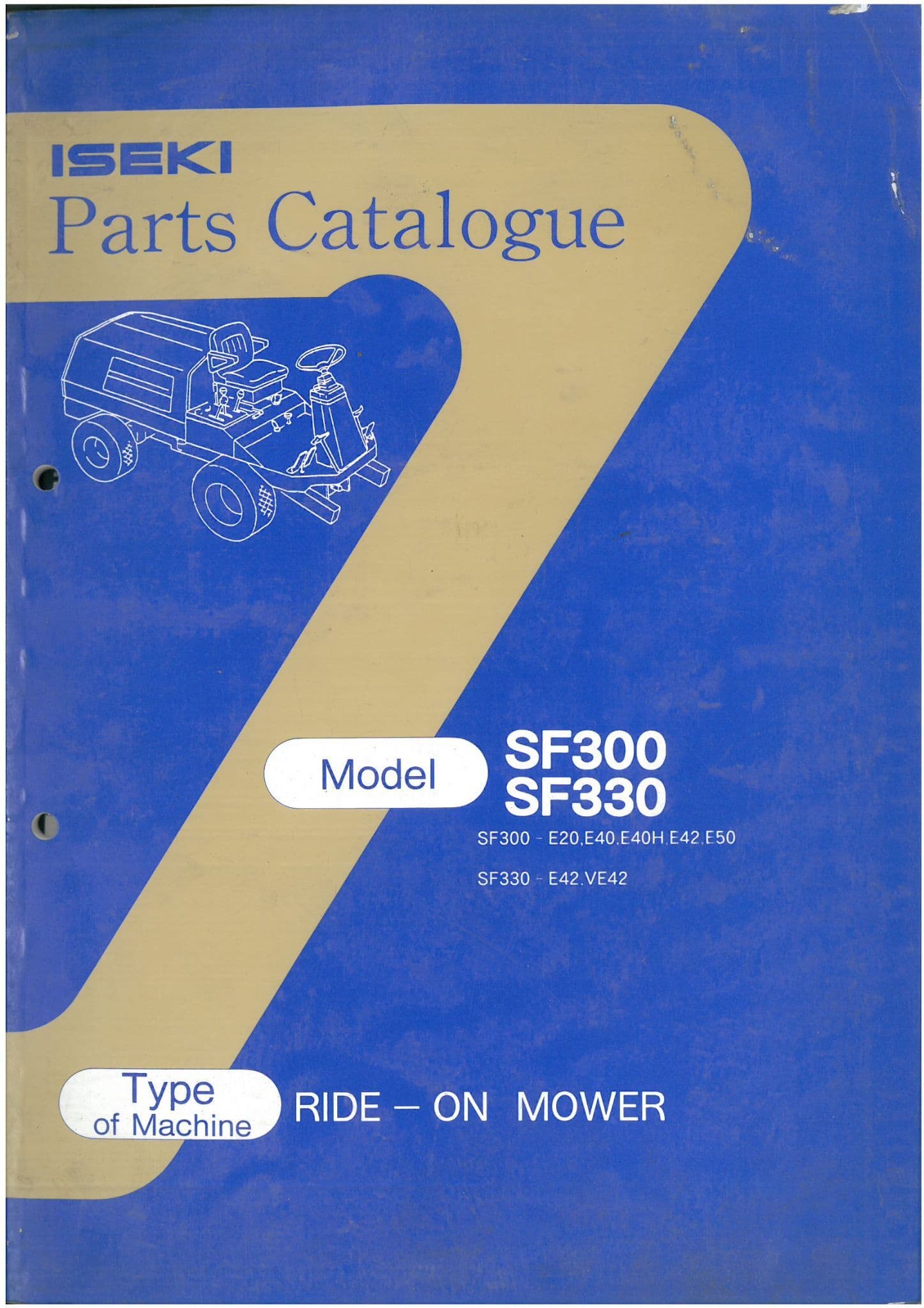Iseki Ride on Mower Tractor SF330 & SF330 Parts Manual