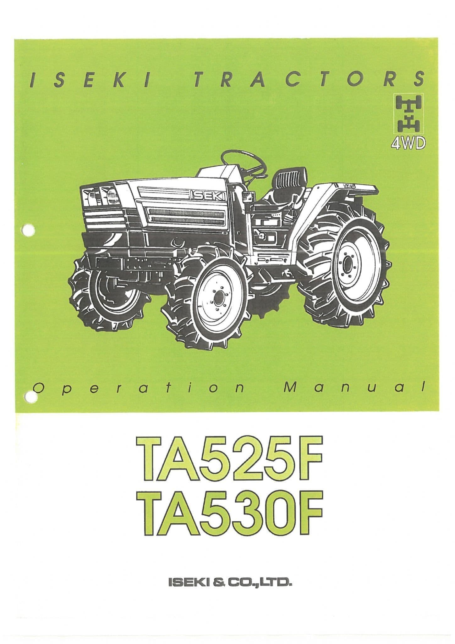 Iseki Tractor TA525F TA530F Operators Manual