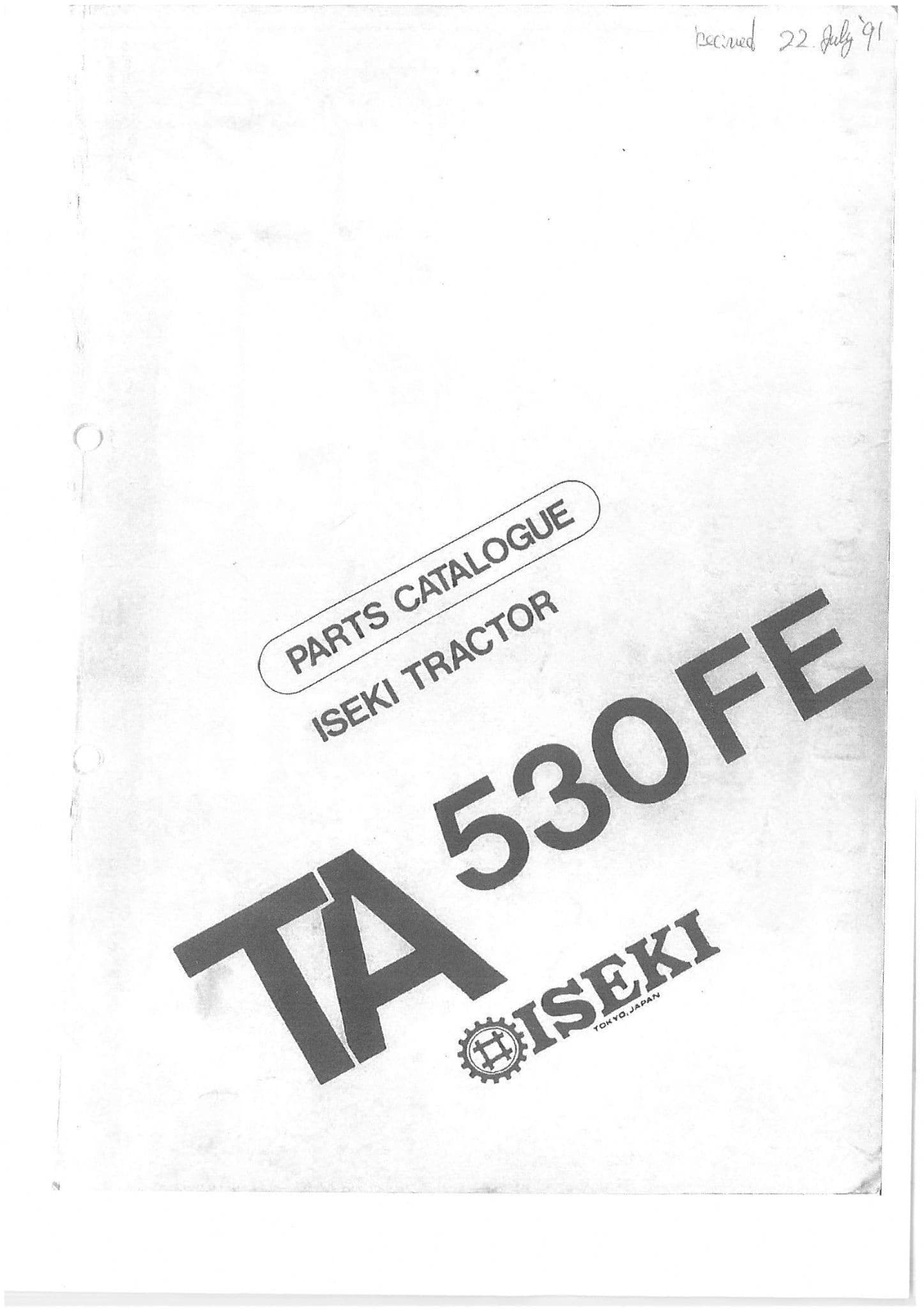 Iseki Tractor TA530FE Parts Manual TA 530 FE