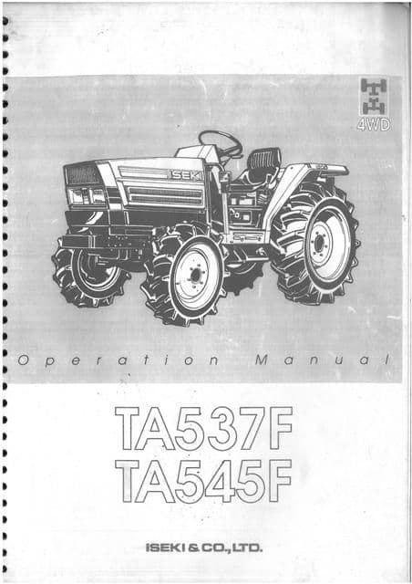 Iseki Tractor TA537F & TA545F Operators Manual