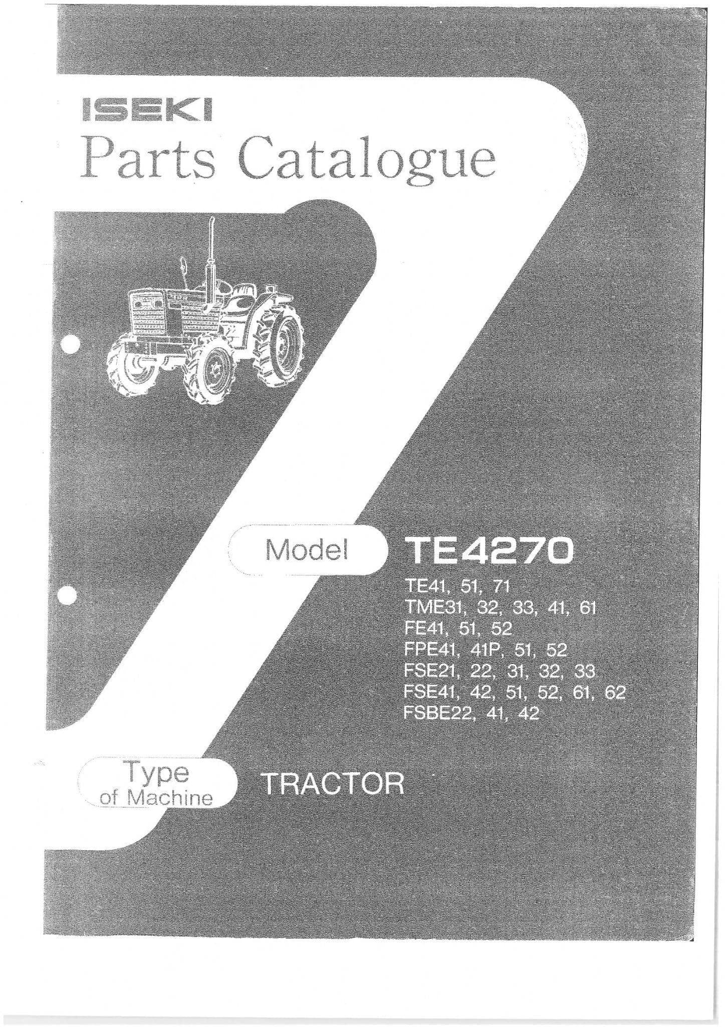 Iseki Tractor TE4270 Parts Manual TE 4270