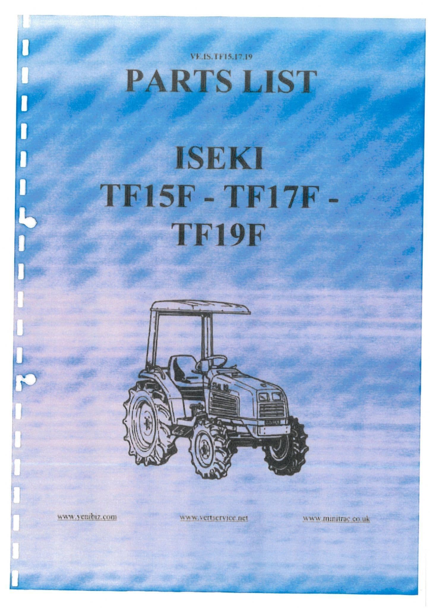 Iseki Tractor TF15F TF17F TF19F Parts Manual