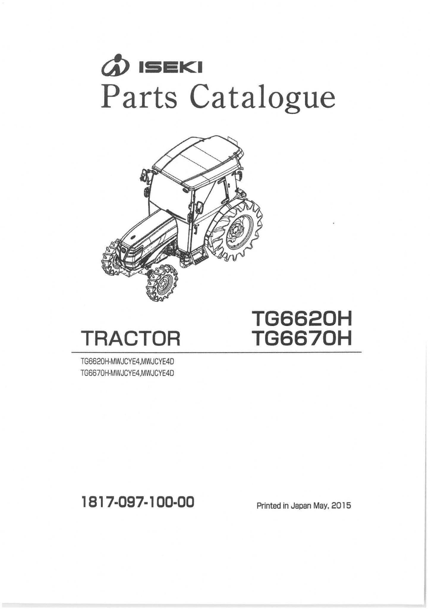 Iseki Tractor TG6620H TG6670H Parts Manual - TG 6620 6670 H