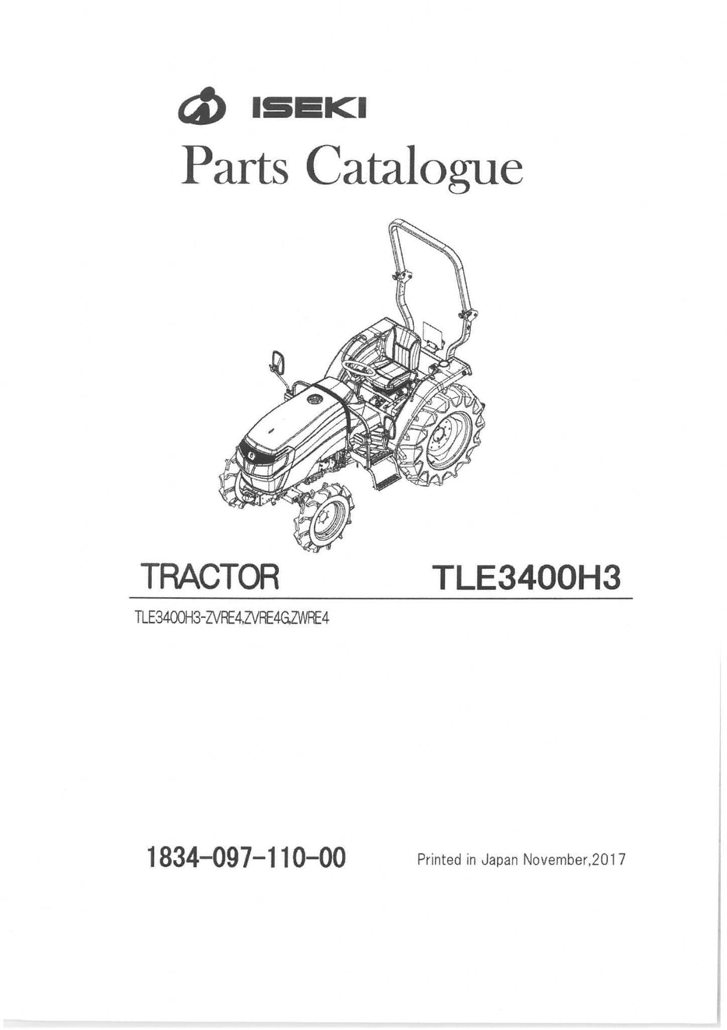 Iseki Tractor TLE3400H3 Parts Manual - TLE 3400 H3