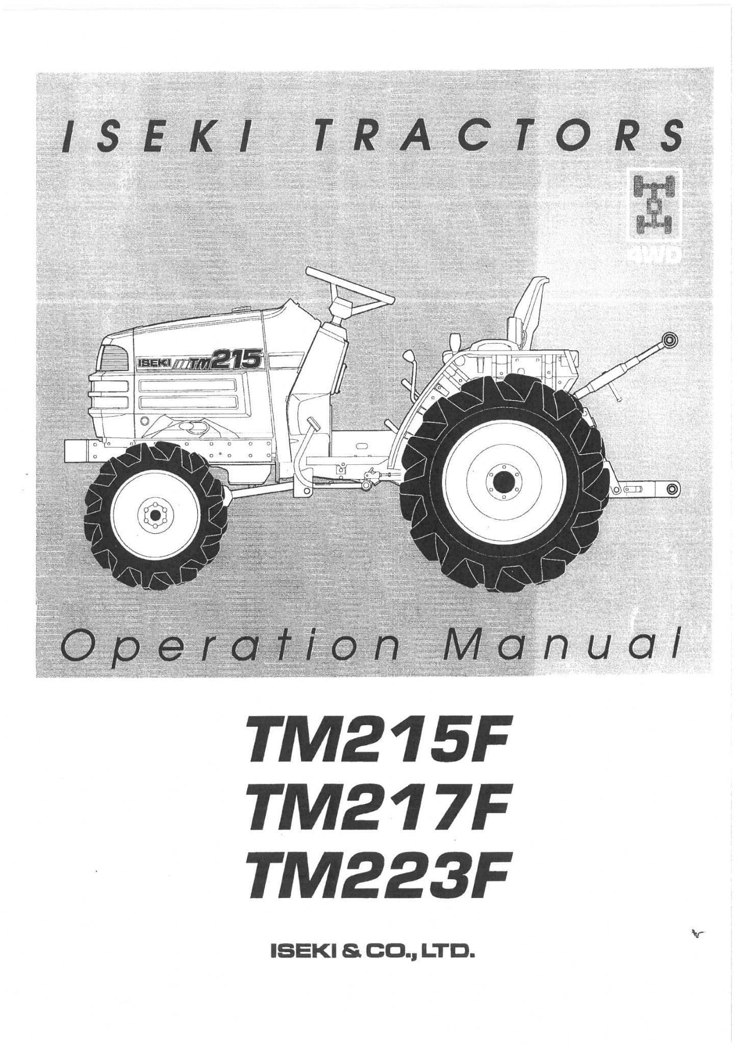 Iseki Tractor TM215F TM217F TM223F Operators Manual