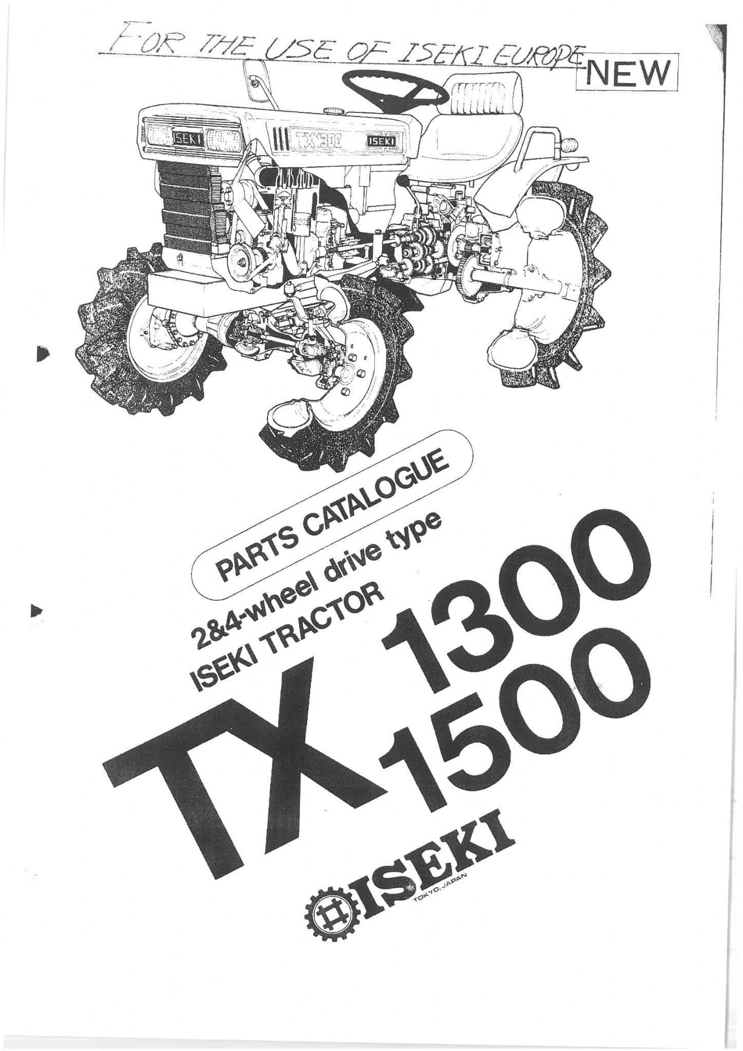Iseki Tractor TX1300 TX1500 Parts Manual TX 1300 1500