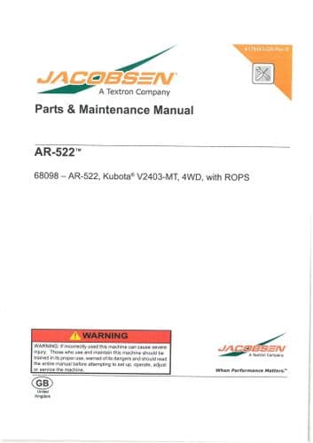 Jacobsen Contour Rotary Mower AR522  Operators Manual And Spare Parts List - AR 522