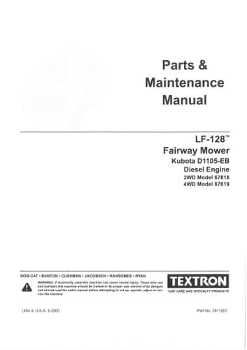 Jacobsen Fairway Mower LF 128 Parts Manual - LF128