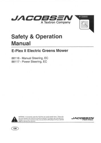 Jacobsen Greens Mower E-Plex II 88116 88117 Operators Manual