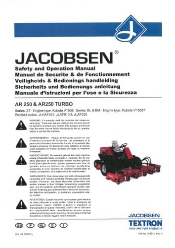 Jacobsen Mower AR250 & AR 250 Turbo Operators Manual