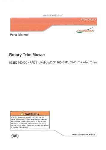 Jacobsen Rotary trim Mower AR331 Parts Manual