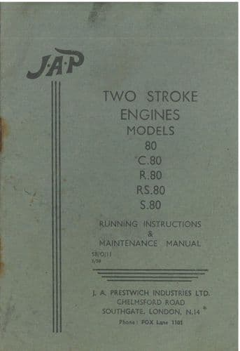 JAP Two Stroke Engine Model 80 C80 R80 RS80 S80 Operators Manual