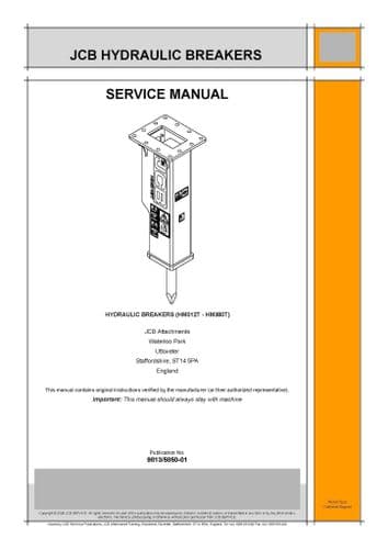 JCB Hammermaster HM012T HM018T HM026T HM380T Workshop  Service Manual