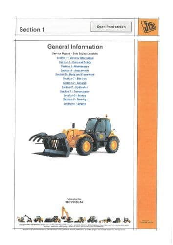 JCB Loadall 530-70 532-120 533-105 535-60 535-95 535-125 Work Service Manual