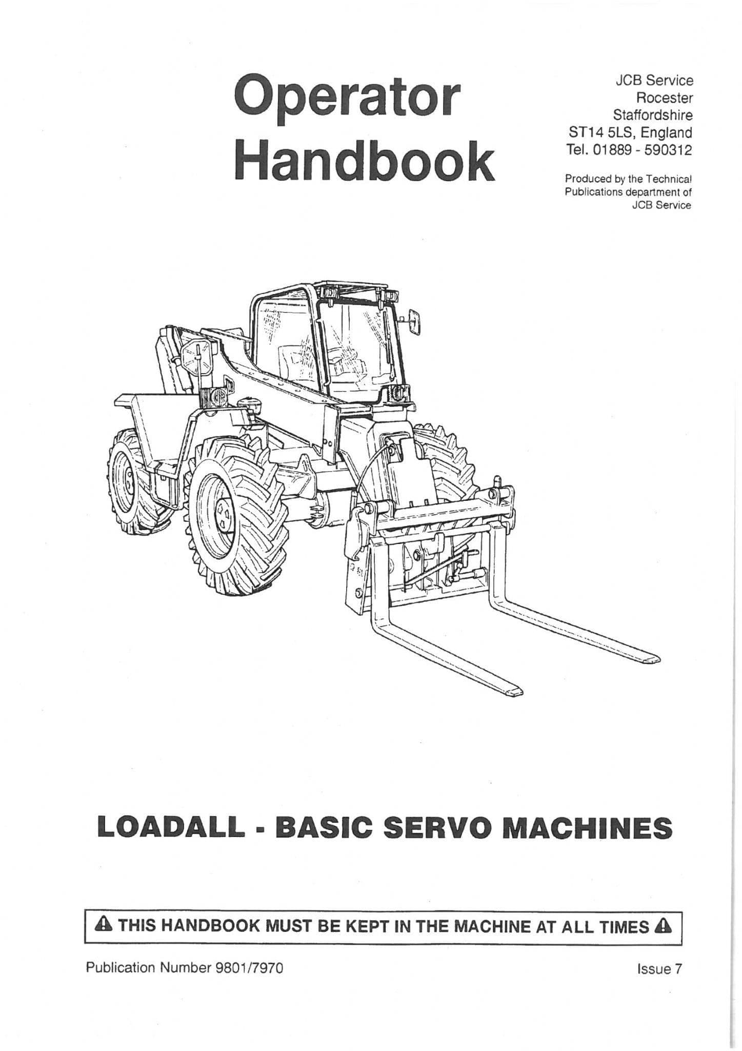 JCB Loadall Telescopic Handler 525-58, 525-67, 527-58, 527-67, 530-67, 535-67 Operators Manual