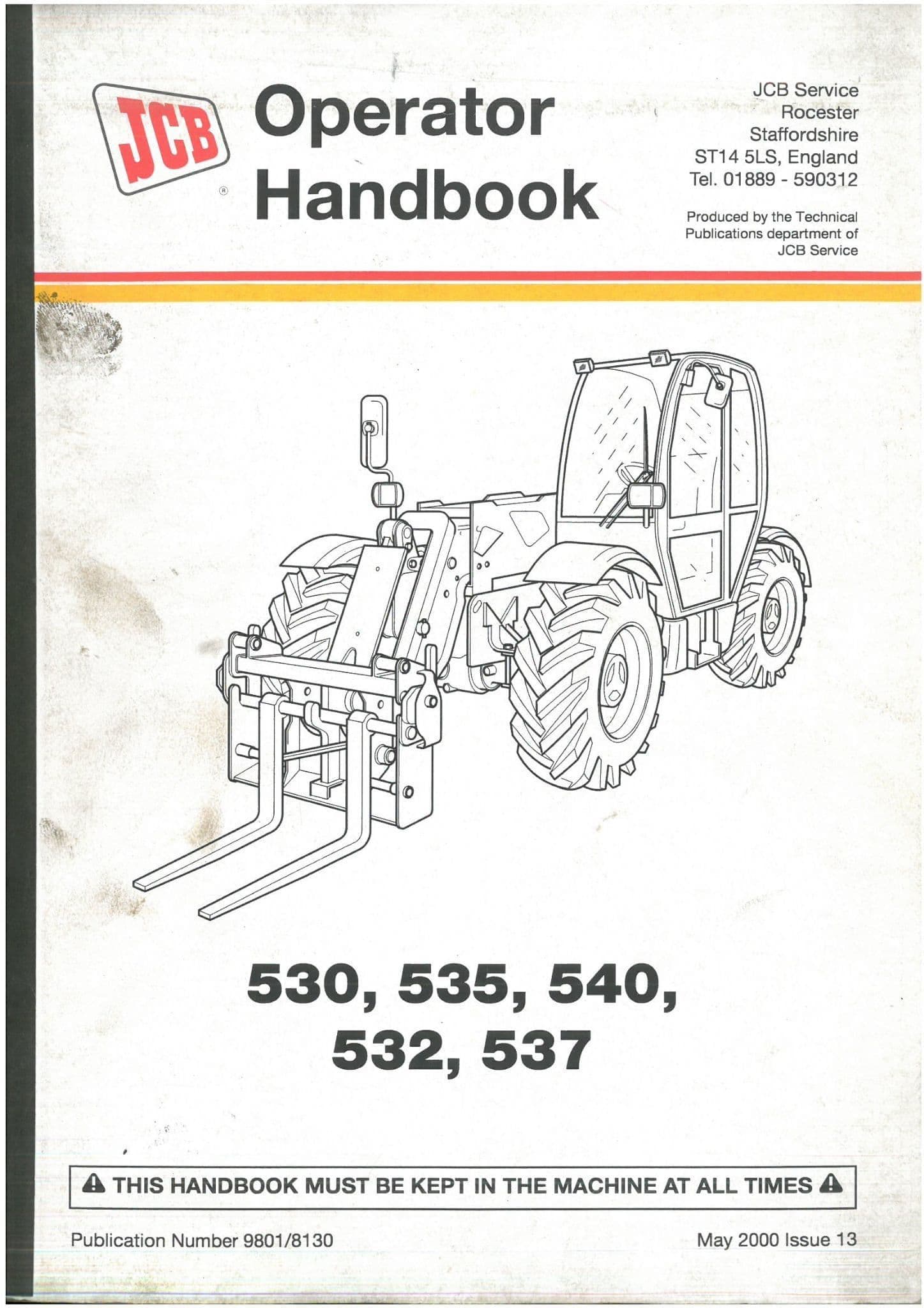 JCB Loadall Telescopic Handler 530, 532, 535, 537, 540 Operators Manual