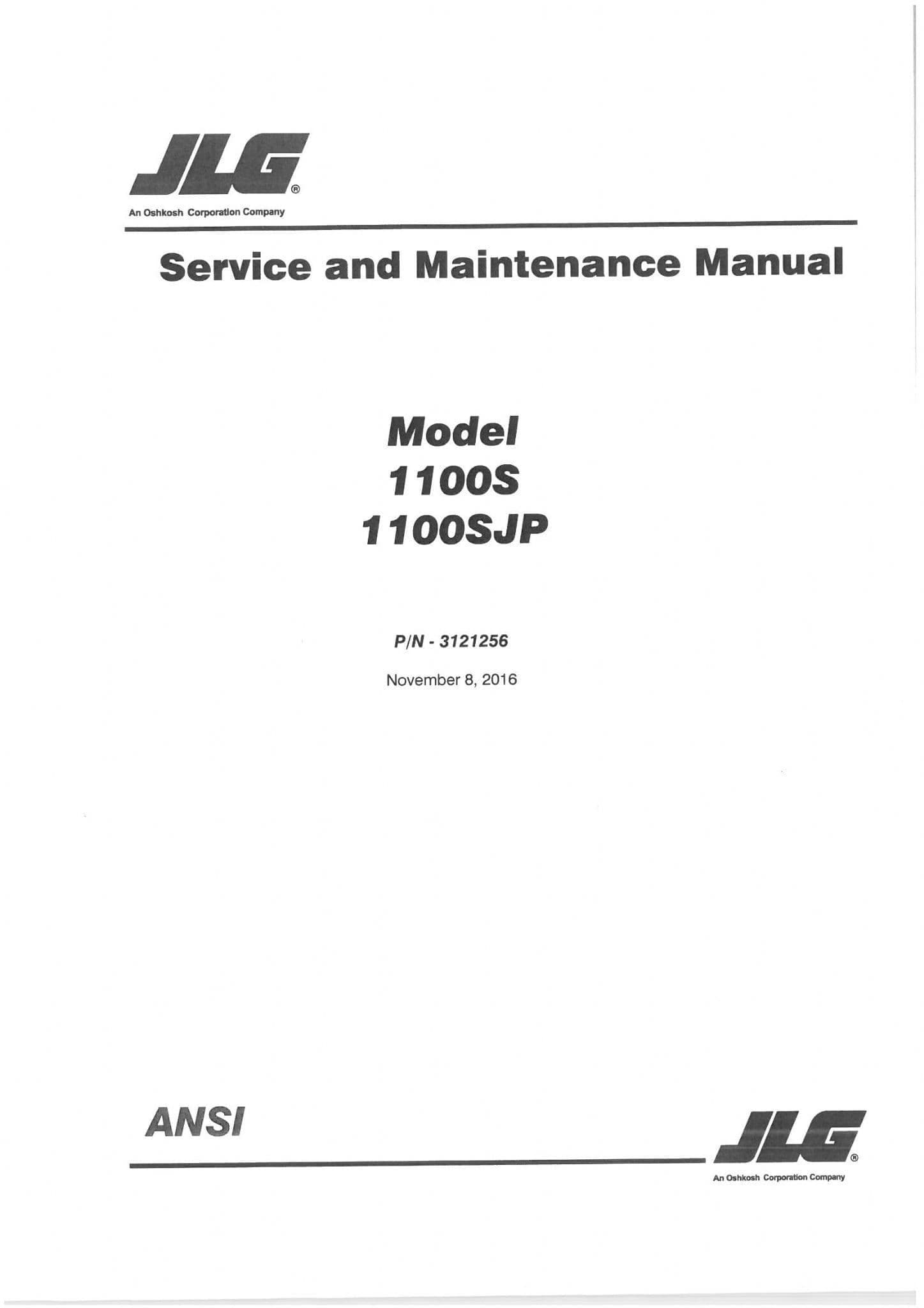 JLG Boom Lift 1100S 1100SJP Workshop Manual
