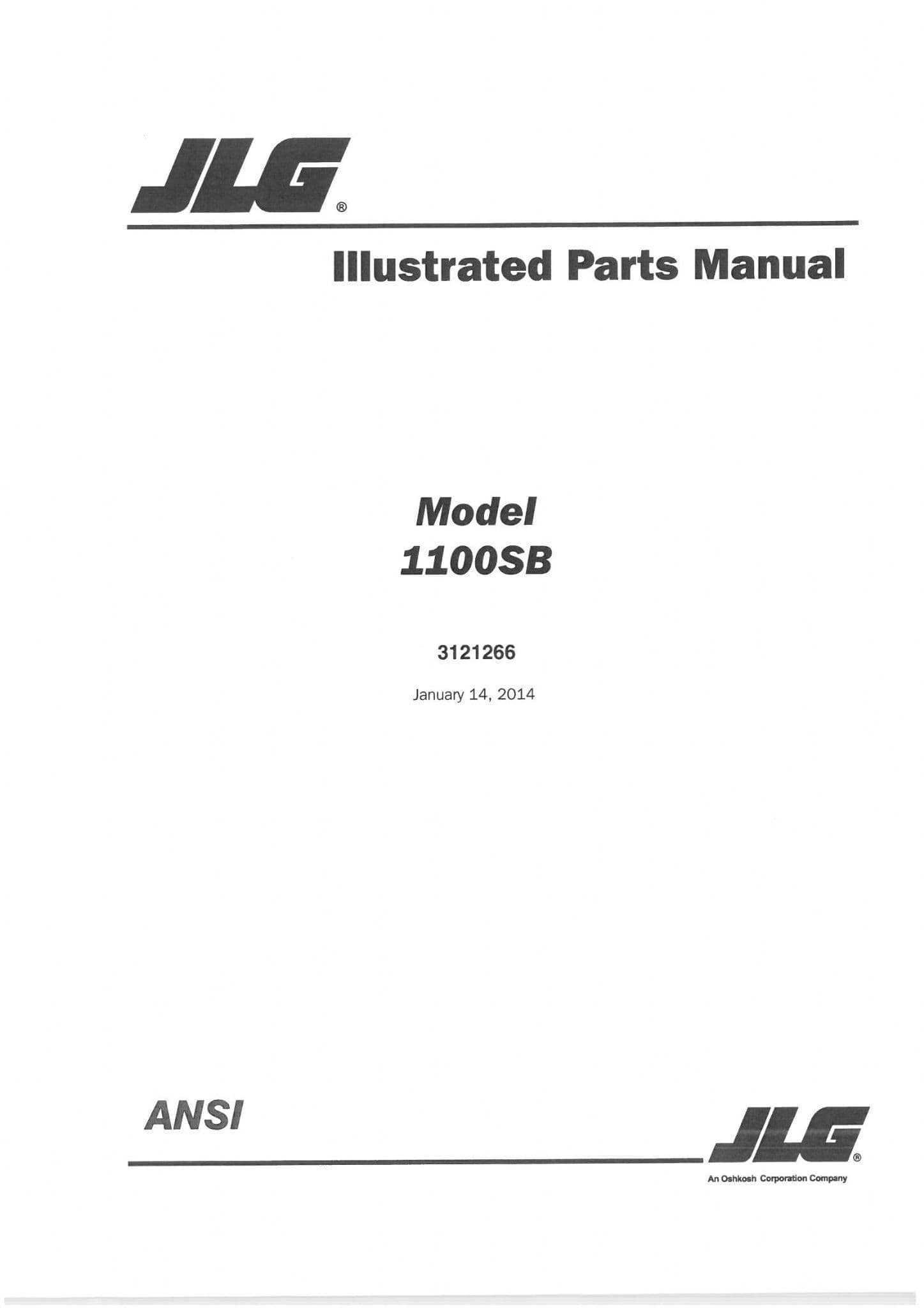 JLG Boom Lift 1100SB Parts Manual