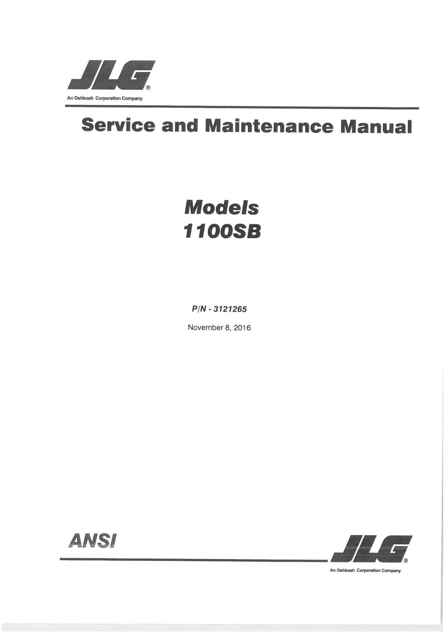 JLG Boom Lift 1100SB Workshop Manual