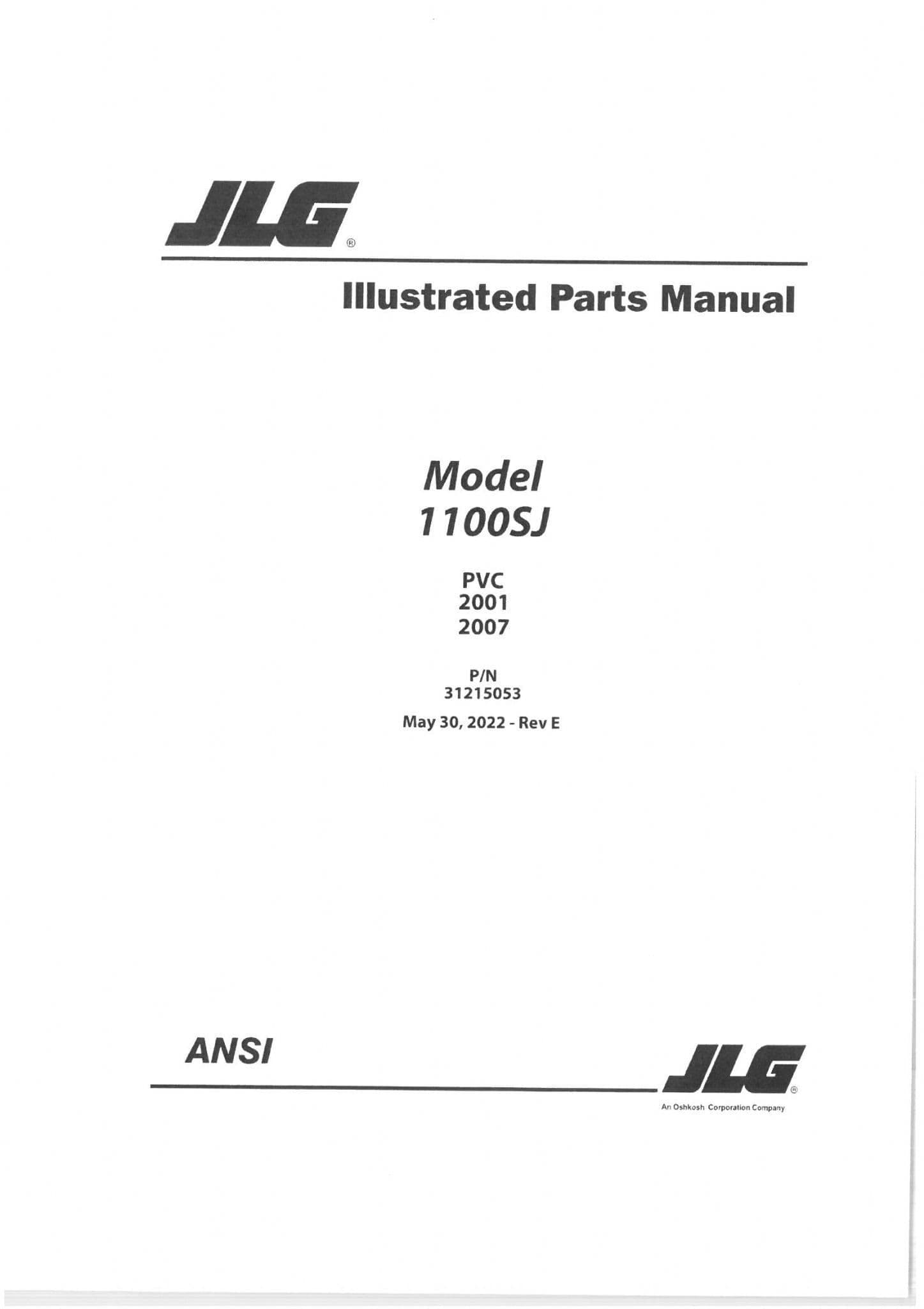 JLG Boom Lift 1100SJ Parts Manual
