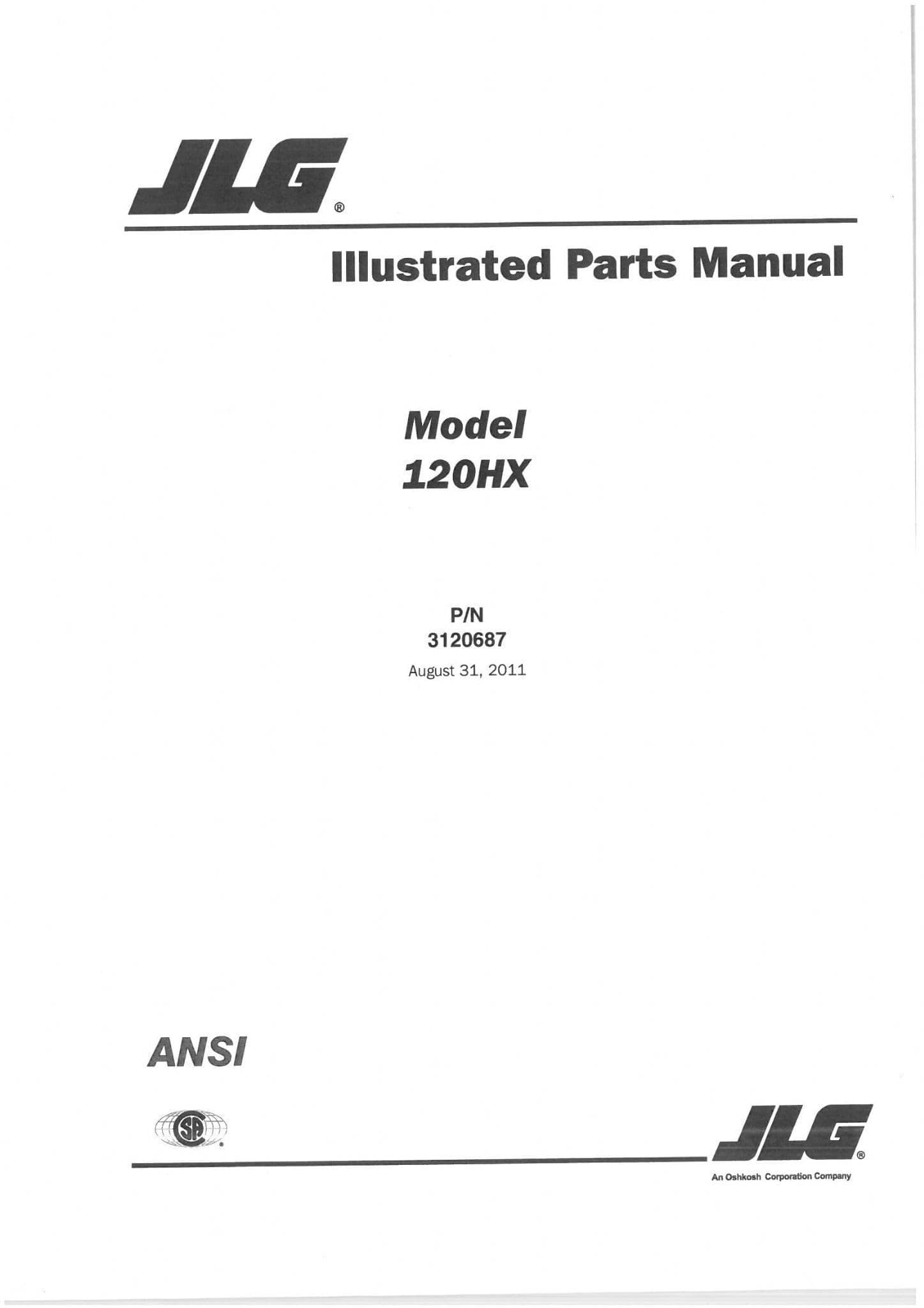 JLG Boom Lift 120HX Parts Manual