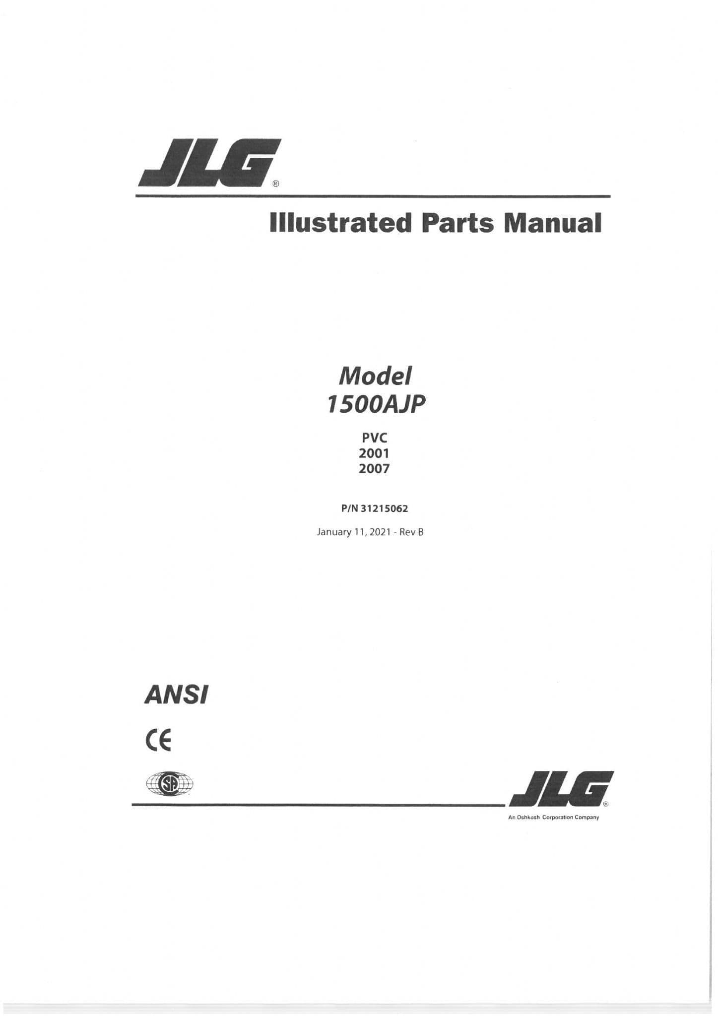 JLG Boom Lift 1500AJP Parts Manual