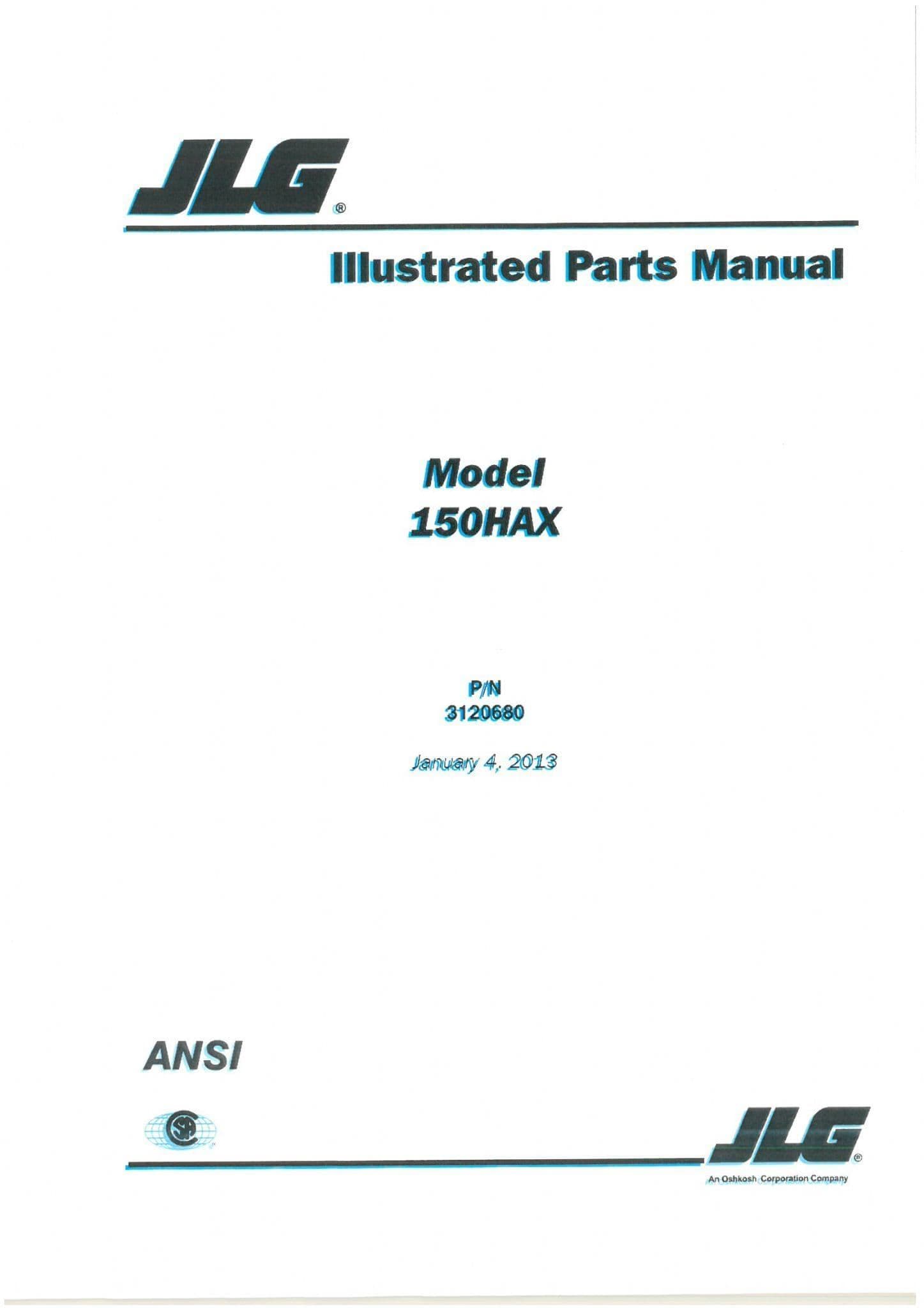 JLG Boom Lift 150HAX Parts Manual